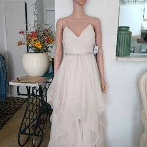 Sequin Hearts Cream High Low Dress